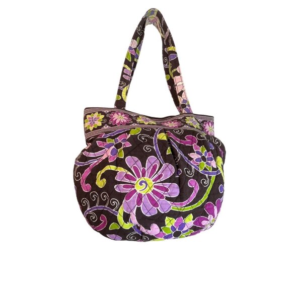 Vera Bradley Women's Black Flowered Multicolor Floral Shoulder Bucket Bag Sz M - Picture 2 of 13
